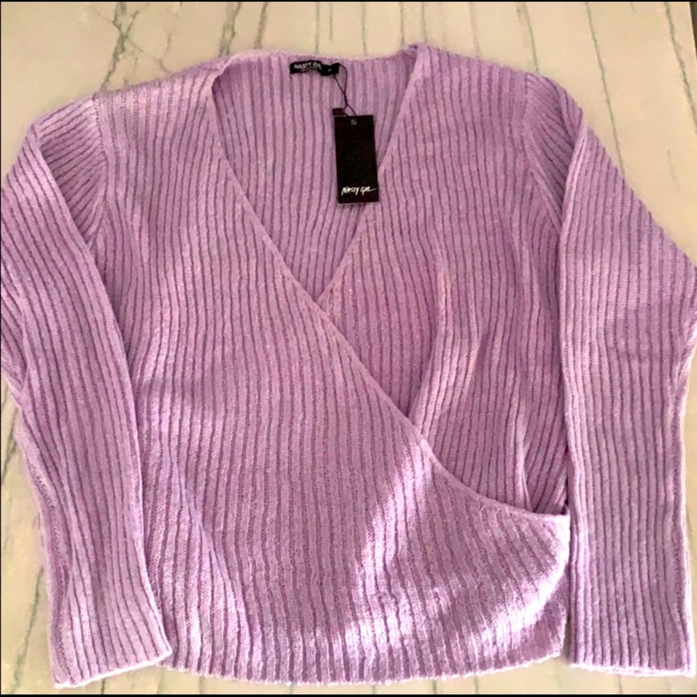 Nasty Gal brand Lilac lavender crossover sweater